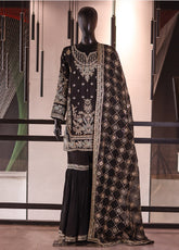 Raad Luxury Formal Embroidered Raw Silk 3 Piece Stitched Suit RD26LF RA-42-BK
