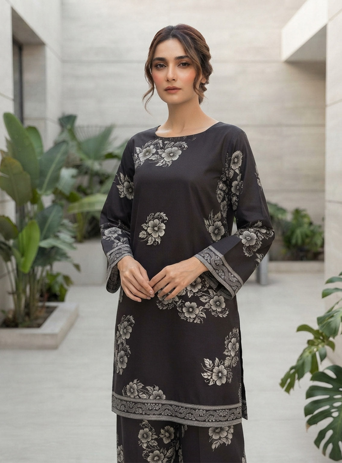 Raad Printed Poly Silk 2 Piece Stitched Shirt Trouser RD26PL D-RPS-01-BK Raad Printed Poly Silk 2 Piece Stitched Shirt Trouser RD26PL D-RPS-01-BK