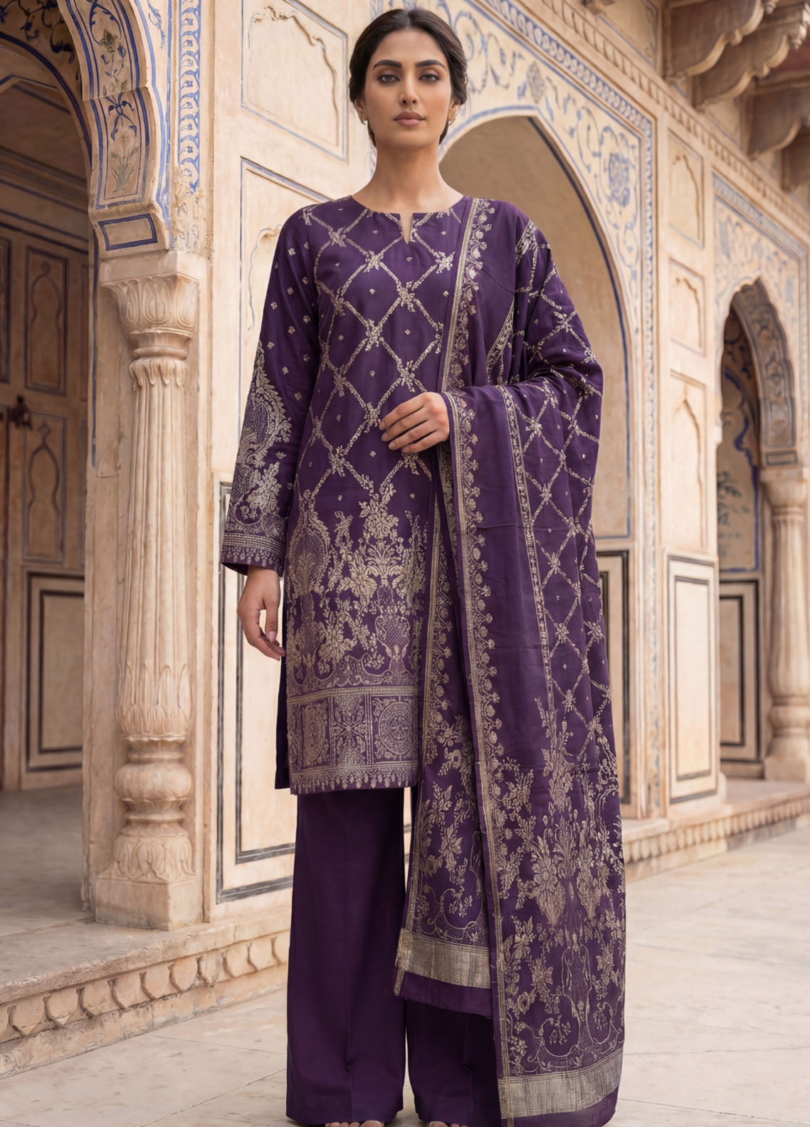 Raha By Soghat Creation Printed Jacquard Lawn 3 Piece Unstitched Suit SC26RV1 D-PJL-06 Raha By Soghat Creation Printed Jacquard Lawn 3 Piece Unstitched Suit SC26RV1 D-PJL-06