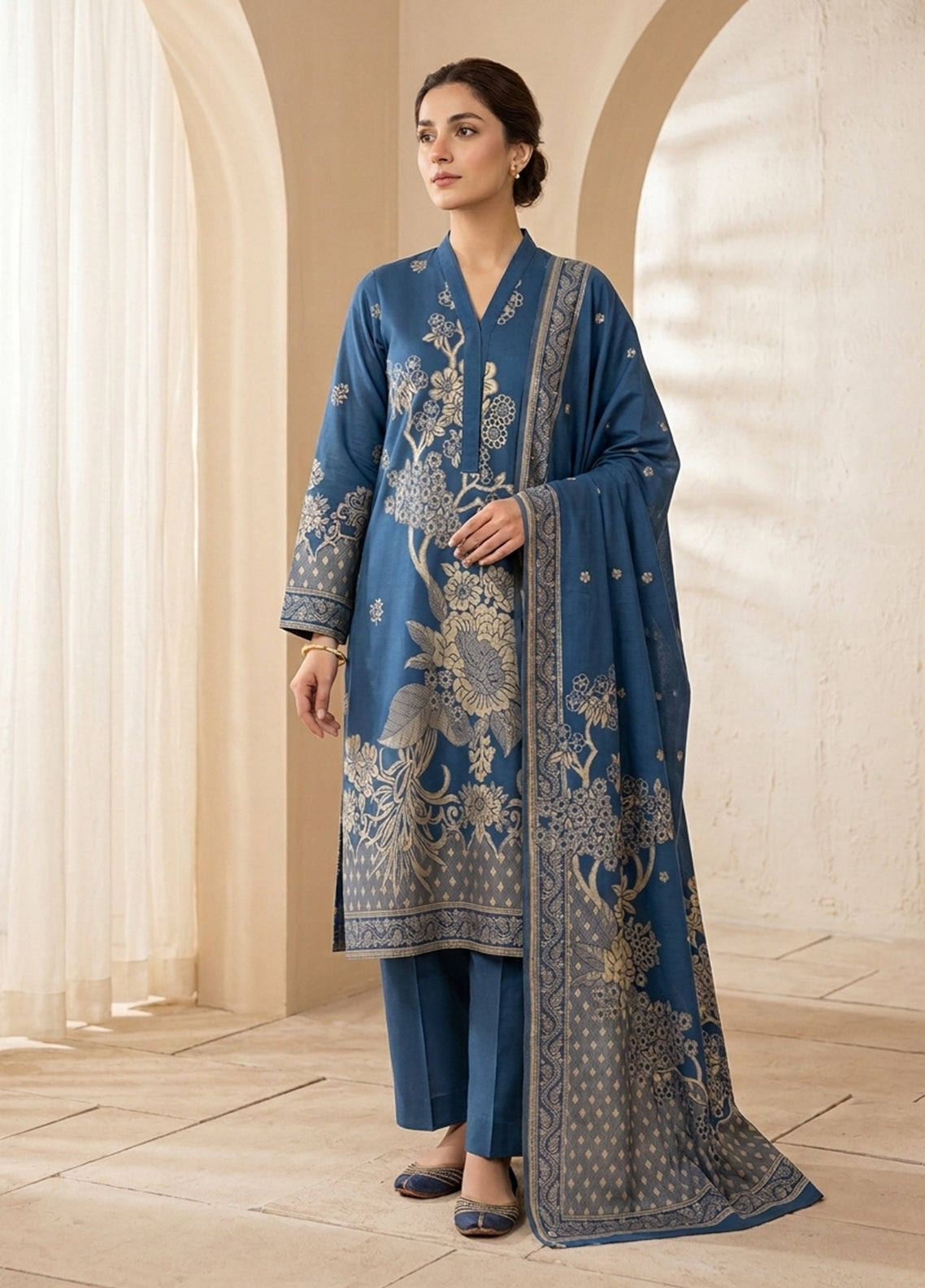 Raha By Soghat Creation Printed Jacquard Lawn 3 Piece Unstitched Suit SC26R D-06 Raha By Soghat Creation Printed Jacquard Lawn 3 Piece Unstitched Suit SC26R D-06