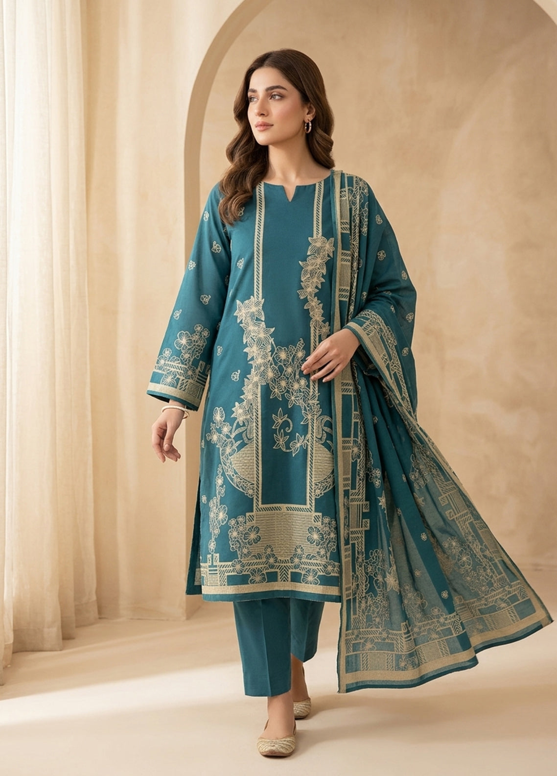Raha By Soghat Creation Printed Jacquard Lawn 3 Piece Unstitched Suit SC26R D-09 Raha By Soghat Creation Printed Jacquard Lawn 3 Piece Unstitched Suit SC26R D-09