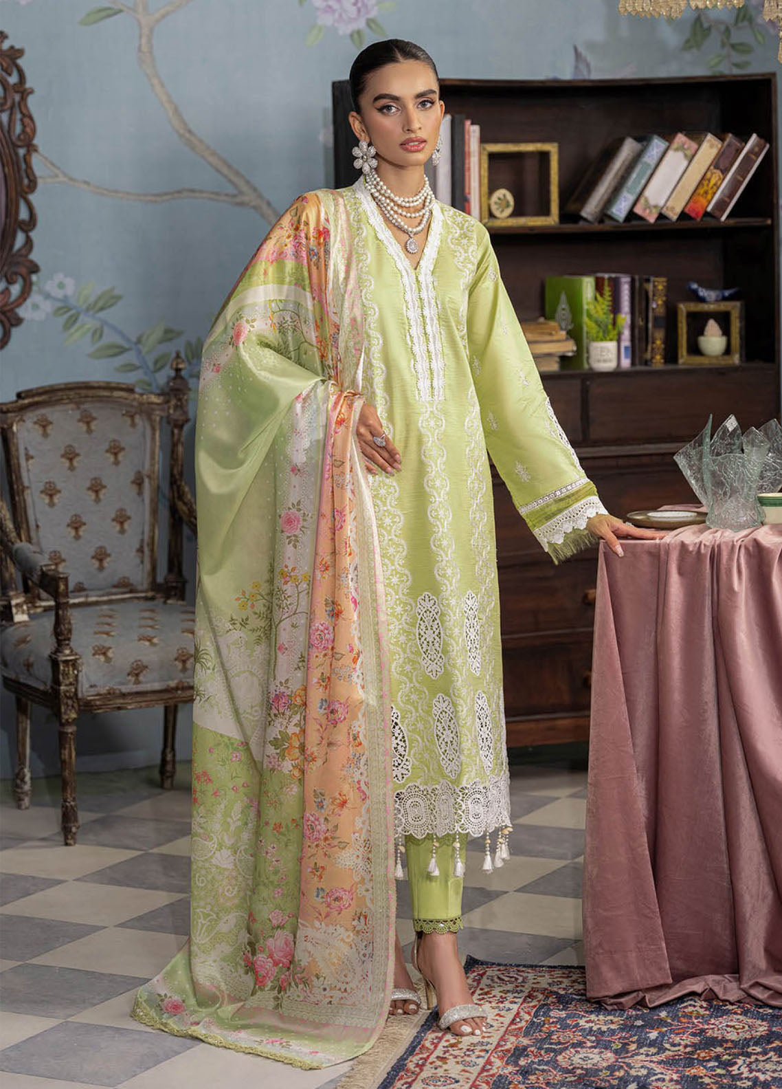 RajBari Embroidered Chikan Unstitched 3 Piece Suit - RB24CE 11 RajBari Embroidered Chikan Unstitched 3 Piece Suit - RB24CE 11