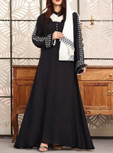 Rania By Hijab Ul Hareem Double Georgette Embroidered Abaya Noir Blue - HH24R 0119-K-754
