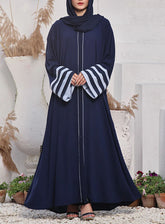 Rania By Hijab Ul Hareem Double Georgette Front Open Style Abaya Celeste - HH24R 0121-R-711