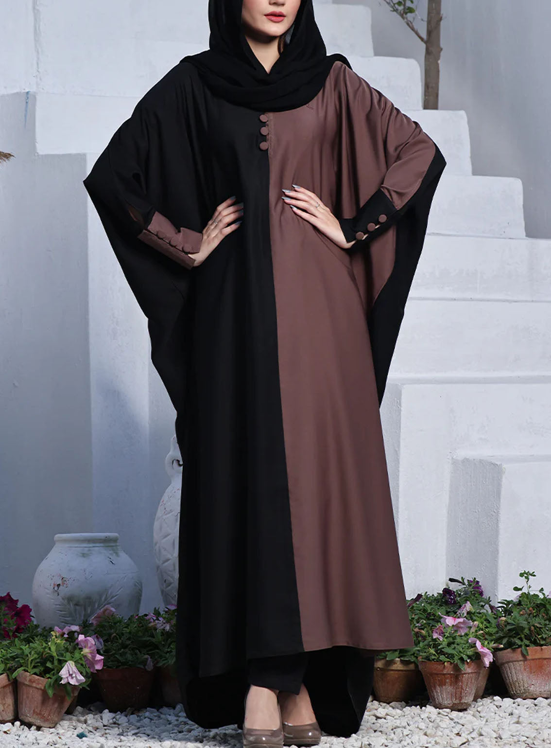 Rania By Hijab Ul Hareem Ebony Front Open Style JILBAB - HH24R R-A702 Rania By Hijab Ul Hareem Ebony Front Open Style JILBAB - HH24R R-A702