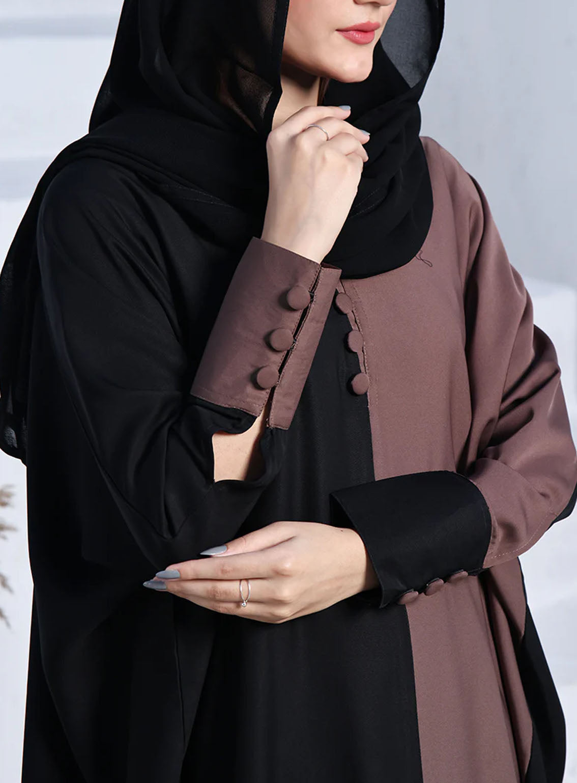 Rania By Hijab Ul Hareem Ebony Front Open Style JILBAB - HH24R R-A702 Rania By Hijab Ul Hareem Ebony Front Open Style JILBAB - HH24R R-A702