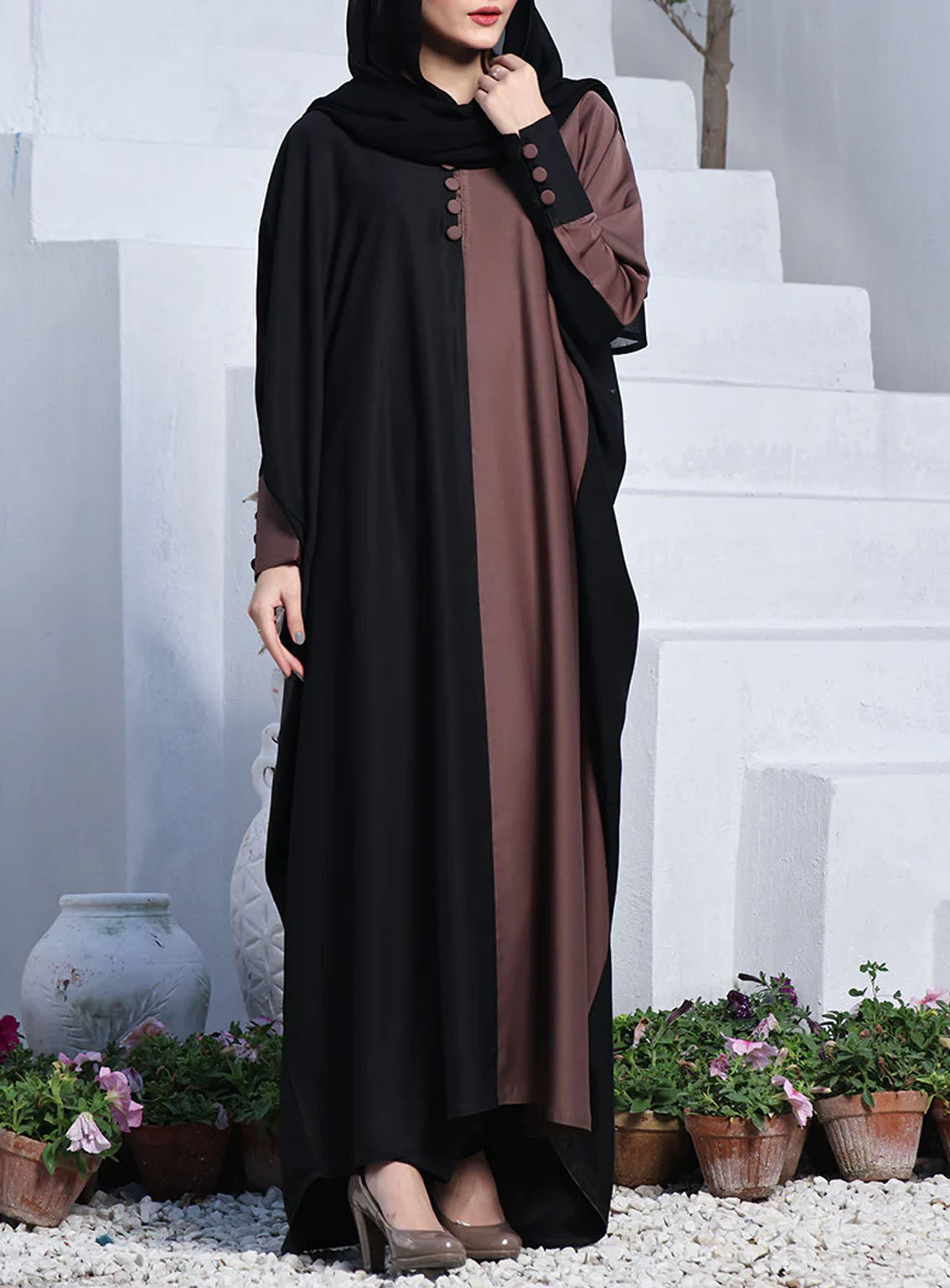 Rania By Hijab Ul Hareem Ebony Front Open Style JILBAB - HH24R R-A702 Rania By Hijab Ul Hareem Ebony Front Open Style JILBAB - HH24R R-A702