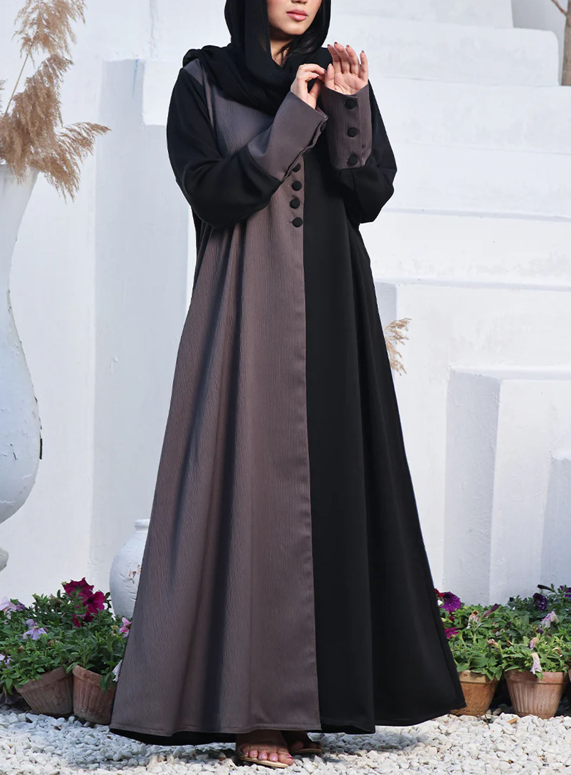 Rania By Hijab Ul Hareem Nida Coat Style Abaya Midnight - HH24R 0116-P-719 Rania By Hijab Ul Hareem Nida Coat Style Abaya Midnight - HH24R 0116-P-719