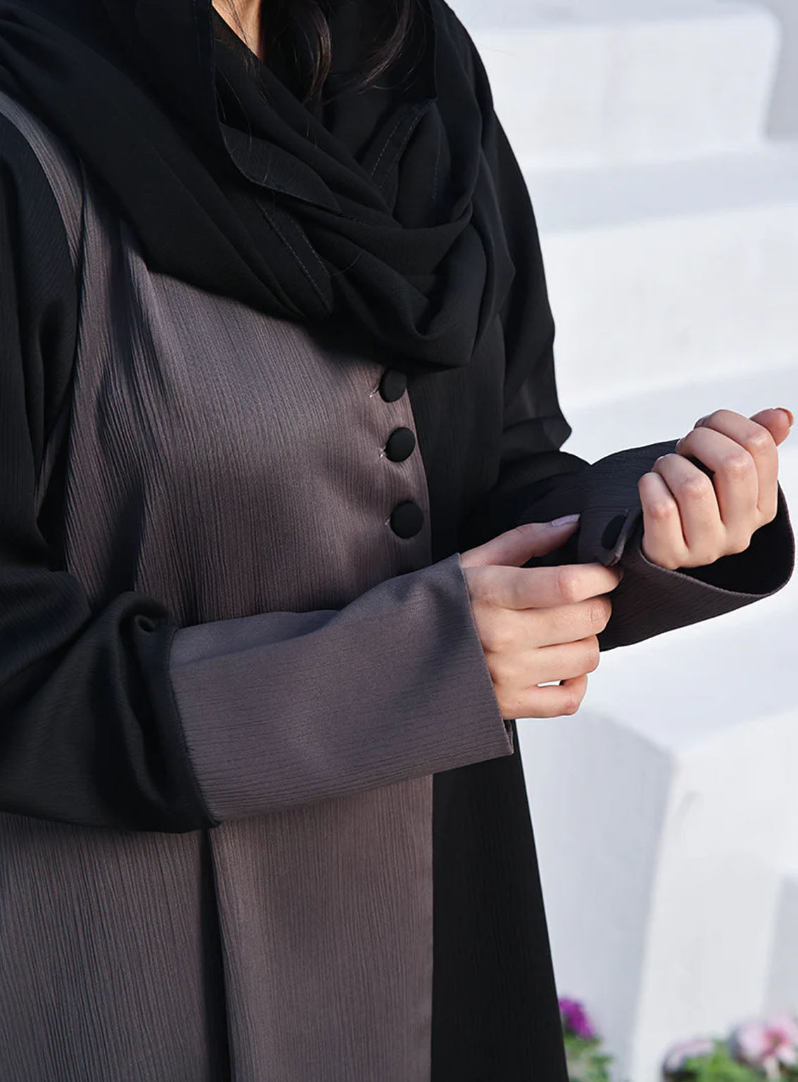 Rania By Hijab Ul Hareem Nida Coat Style Abaya Midnight - HH24R 0116-P-719 Rania By Hijab Ul Hareem Nida Coat Style Abaya Midnight - HH24R 0116-P-719