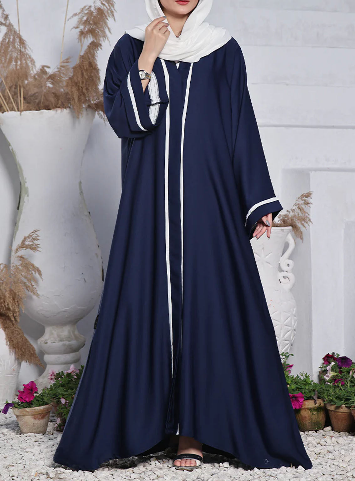 Rania By Hijab Ul Hareem Nida Front Open Style Abaya Sapphire - HH24R 0116-PR-714 Rania By Hijab Ul Hareem Nida Front Open Style Abaya Sapphire - HH24R 0116-PR-714