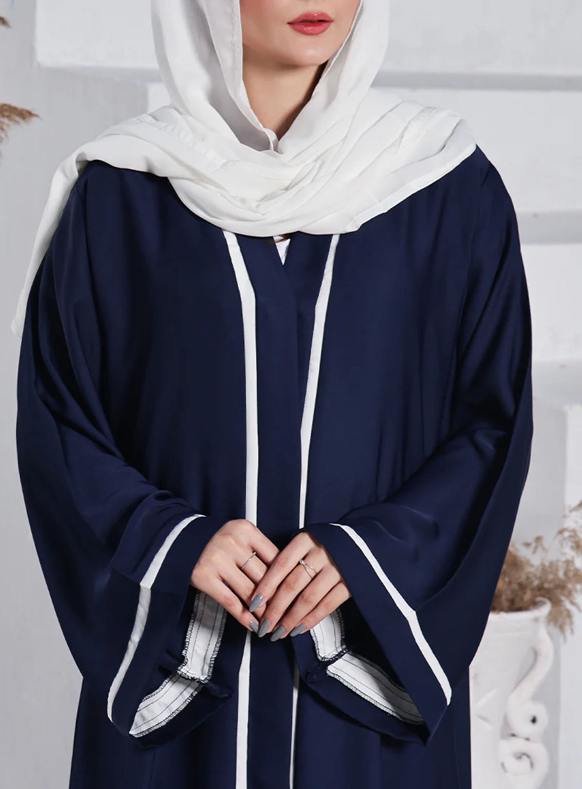 Rania By Hijab Ul Hareem Nida Front Open Style Abaya Sapphire - HH24R 0116-PR-714 Rania By Hijab Ul Hareem Nida Front Open Style Abaya Sapphire - HH24R 0116-PR-714
