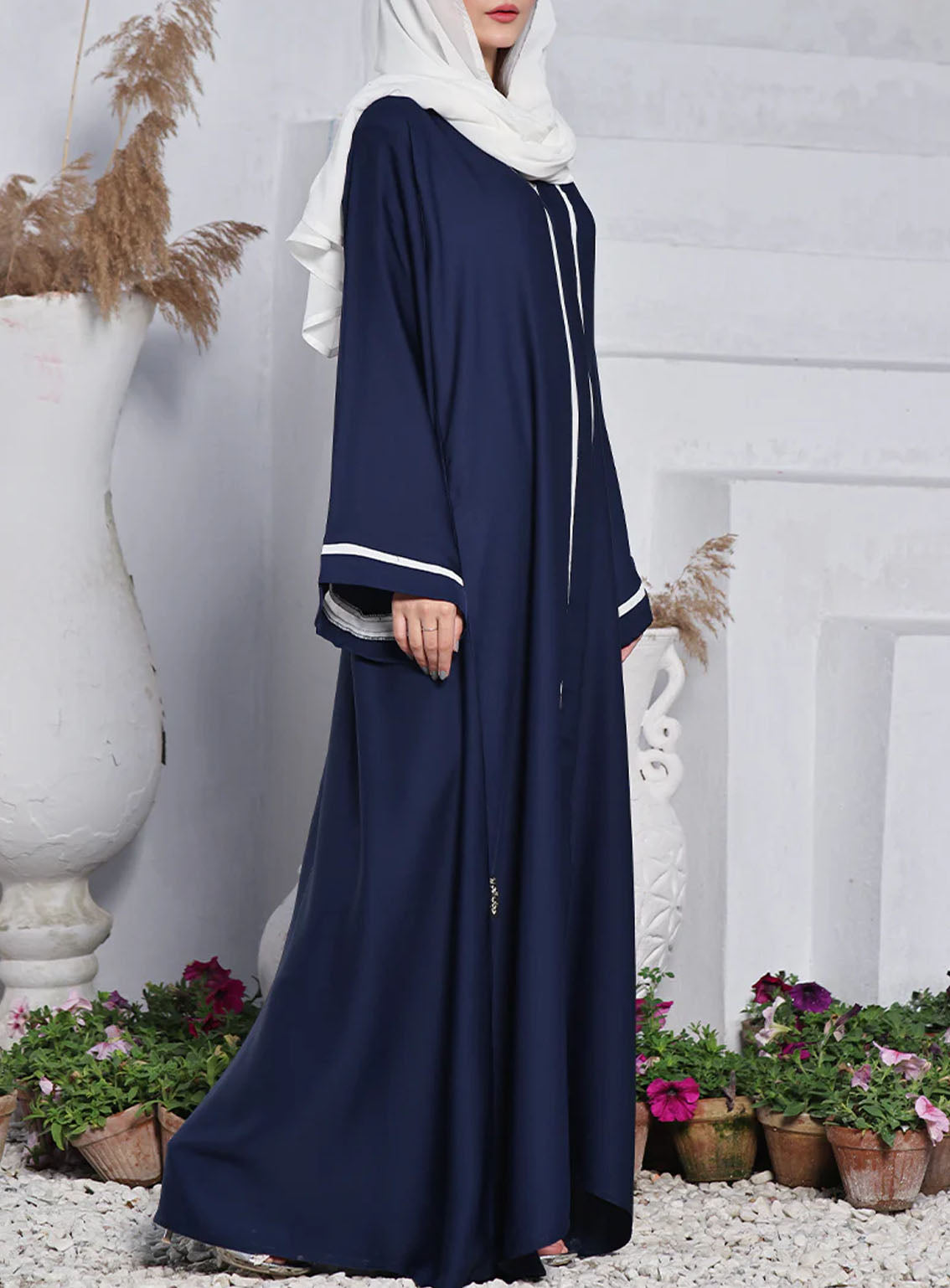 Rania By Hijab Ul Hareem Nida Front Open Style Abaya Sapphire - HH24R 0116-PR-714 Rania By Hijab Ul Hareem Nida Front Open Style Abaya Sapphire - HH24R 0116-PR-714