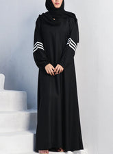 Rania By Hijab Ul Hareem Nida Strip Style Abaya Majestic Midnight - HH24R 0120-R-715