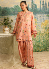 Rhea By Sahar Digital Printed Lawn 2 Piece Unstitched Shirt & Trouser S26RDPL D-24 PEACH MEADOW