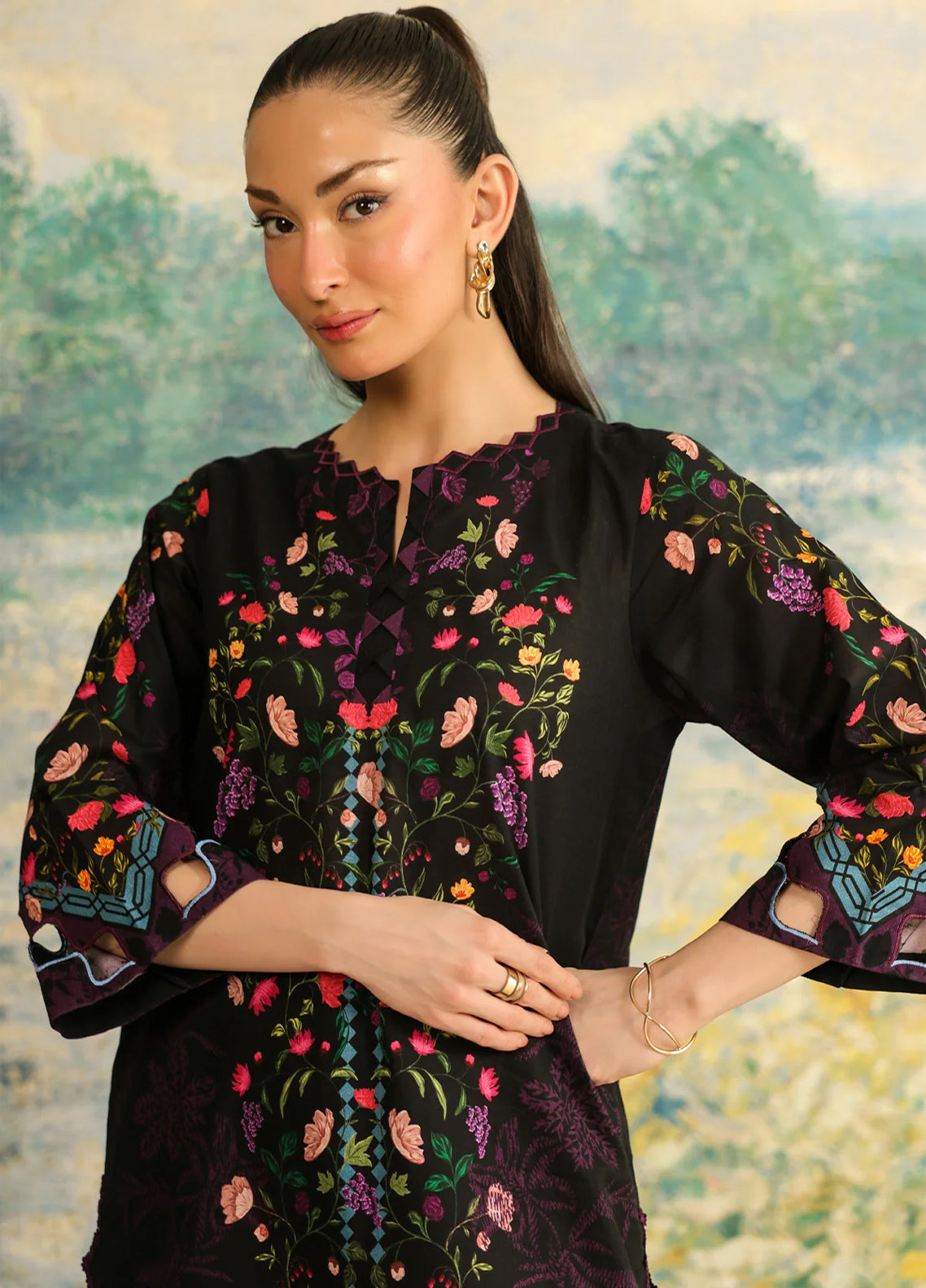 Rhea By Sahar Digital Printed Lawn 2 Piece Unstitched Shirt & Trouser S26RDPL D-25 NOIR BOTANICA Rhea By Sahar Digital Printed Lawn 2 Piece Unstitched Shirt & Trouser S26RDPL D-25 NOIR BOTANICA