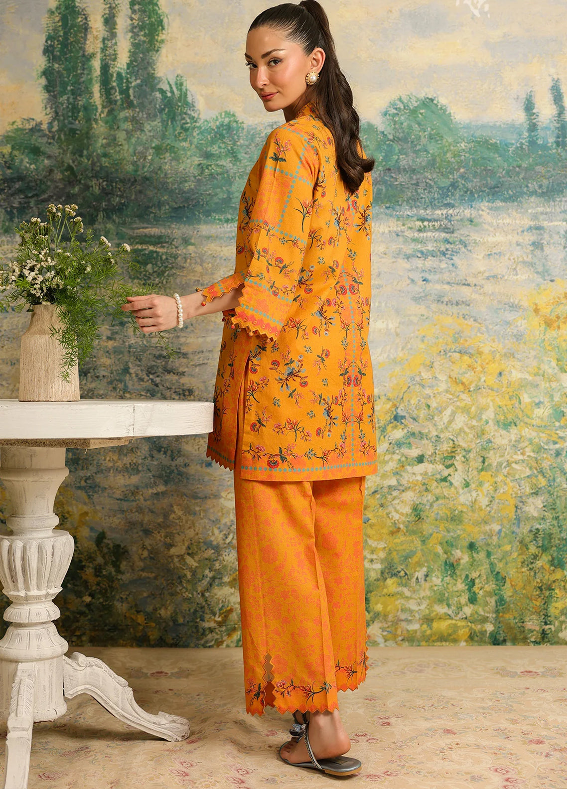 Rhea By Sahar Digital Printed Lawn 2 Piece Unstitched Shirt & Trouser S26RDPL D-26 SAFFRON BLOOM Rhea By Sahar Digital Printed Lawn 2 Piece Unstitched Shirt & Trouser S26RDPL D-26 SAFFRON BLOOM
