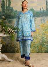 Rhea By Sahar Digital Printed Lawn 2 Piece Unstitched Shirt & Trouser S26RDPL D-30 BLUE MOSAIC