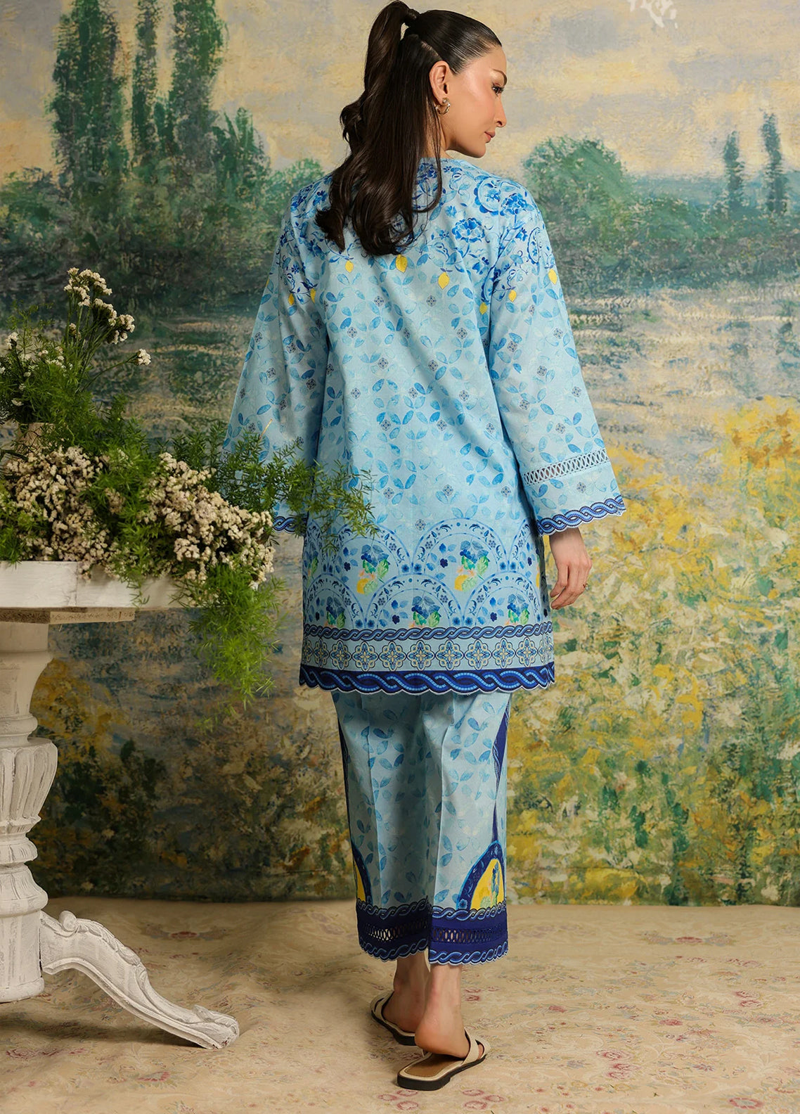 Rhea By Sahar Digital Printed Lawn 2 Piece Unstitched Shirt & Trouser S26RDPL D-30 BLUE MOSAIC Rhea By Sahar Digital Printed Lawn 2 Piece Unstitched Shirt & Trouser S26RDPL D-30 BLUE MOSAIC
