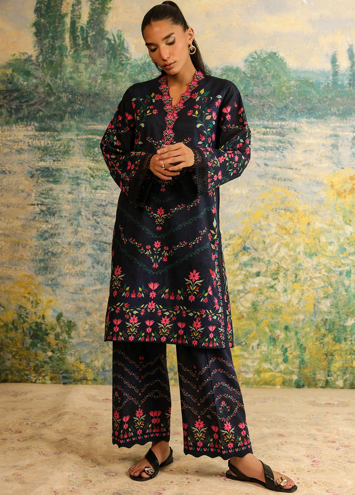 Rhea By Sahar Digital Printed Lawn 2 Piece Unstitched Shirt & Trouser S26RDPL D-31 MIDNIGHT GARDEN Rhea By Sahar Digital Printed Lawn 2 Piece Unstitched Shirt & Trouser S26RDPL D-31 MIDNIGHT GARDEN