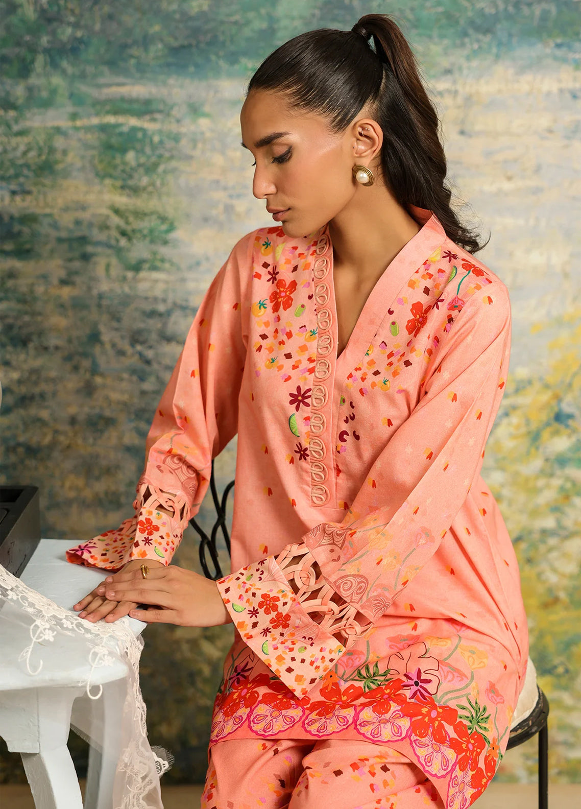 Rhea By Sahar Digital Printed Lawn 2 Piece Unstitched Shirt & Trouser S26RDPL D-32 CORAL DUSK Rhea By Sahar Digital Printed Lawn 2 Piece Unstitched Shirt & Trouser S26RDPL D-32 CORAL DUSK