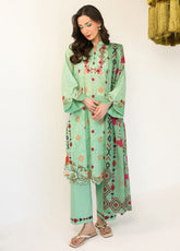 Rhea By Sahar Digital Printed Lawn 3 Piece Unstitched Suit S26RDPL D-10 MINT BLOSSOM REVERIE
