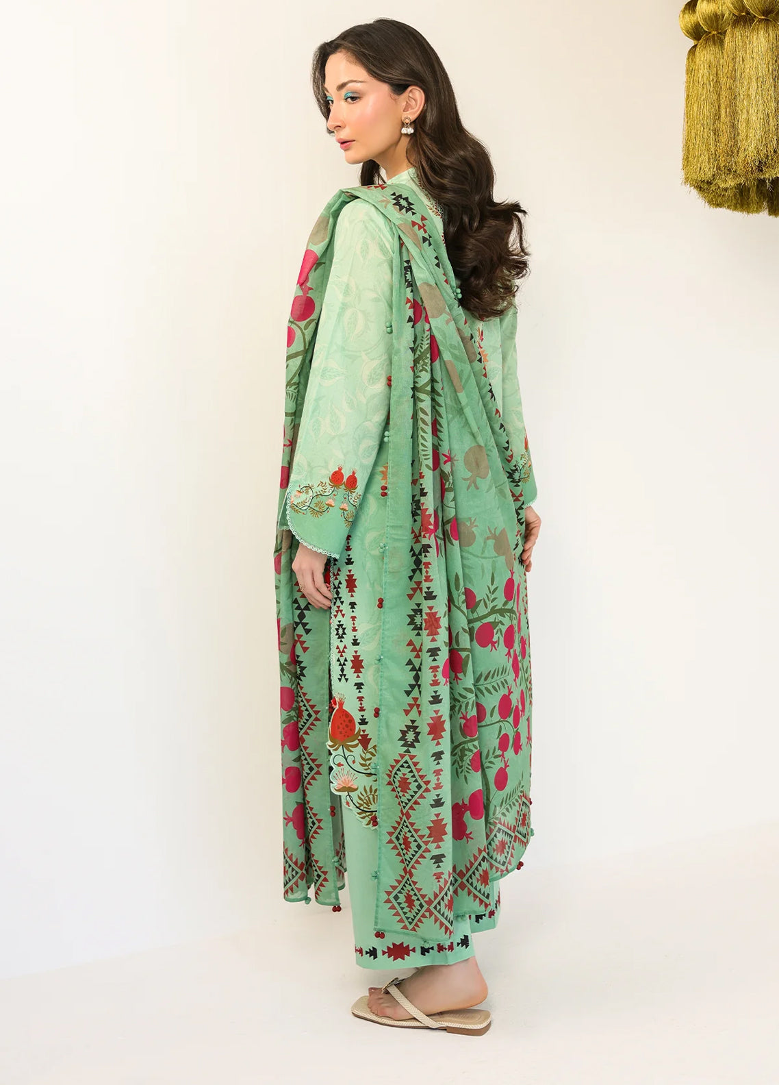 Rhea By Sahar Digital Printed Lawn 3 Piece Unstitched Suit S26RDPL D-10 MINT BLOSSOM REVERIE Rhea By Sahar Digital Printed Lawn 3 Piece Unstitched Suit S26RDPL D-10 MINT BLOSSOM REVERIE