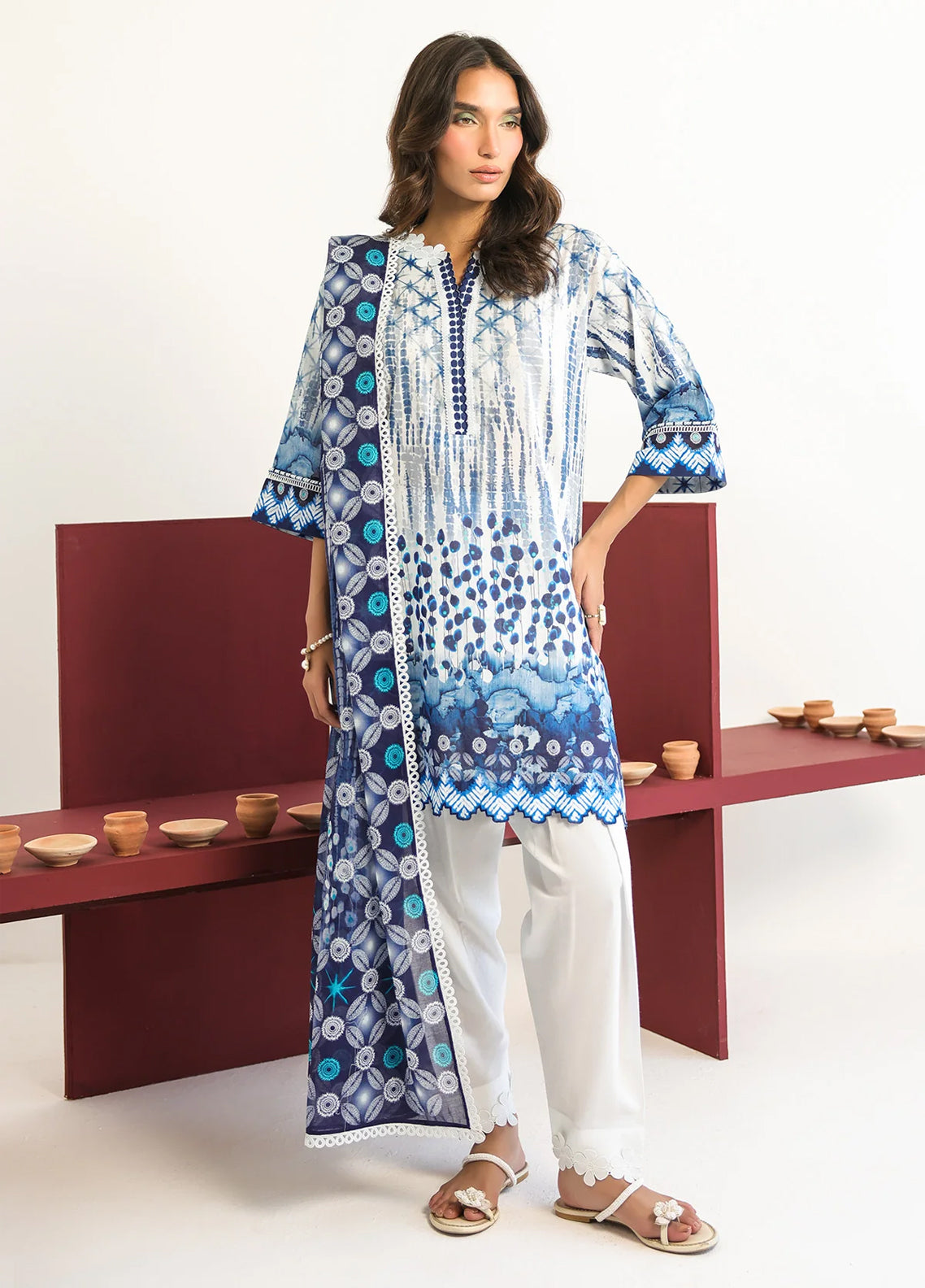 Rhea By Sahar Digital Printed Lawn 3 Piece Unstitched Suit S26RDPL D-11 INDIGO LATTICE Rhea By Sahar Digital Printed Lawn 3 Piece Unstitched Suit S26RDPL D-11 INDIGO LATTICE