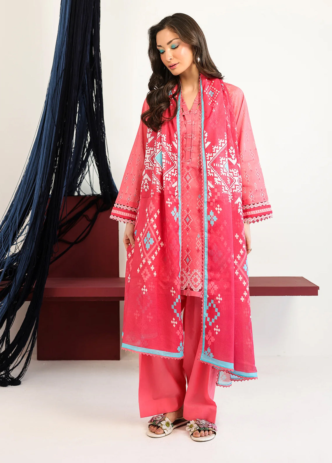 Rhea By Sahar Digital Printed Lawn 3 Piece Unstitched Suit S26RDPL D-15 PETAL DRIFT Rhea By Sahar Digital Printed Lawn 3 Piece Unstitched Suit S26RDPL D-15 PETAL DRIFT