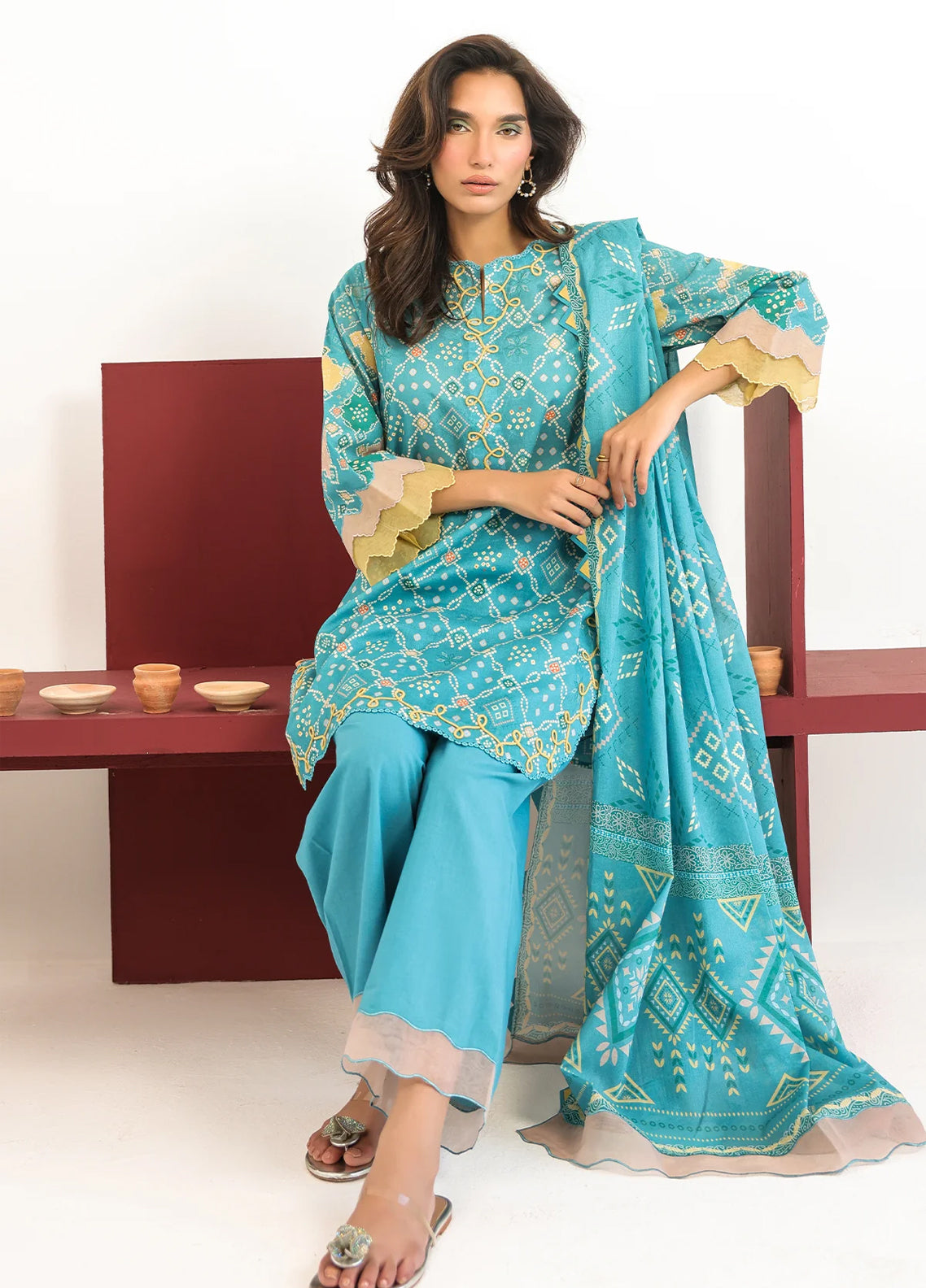 Rhea By Sahar Digital Printed Lawn 3 Piece Unstitched Suit S26RDPL D-21 AQUA GEOMETRY Rhea By Sahar Digital Printed Lawn 3 Piece Unstitched Suit S26RDPL D-21 AQUA GEOMETRY