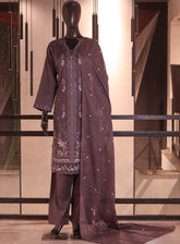 Rivaaj Embroidered Cotton 3 Piece Stitched Suit RJ26EC D-03 DASTAN Dark Grey