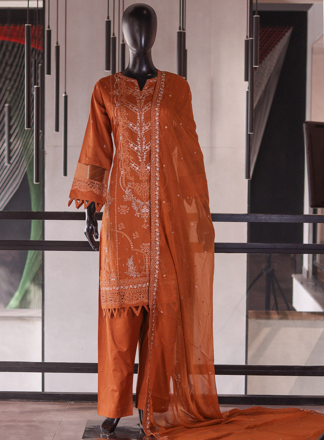 Rivaaj Embroidered Cotton 3 Piece Stitched Suit RJ26EC D-479 SILVER STORM Light Brown Rivaaj Embroidered Cotton 3 Piece Stitched Suit RJ26EC D-479 SILVER STORM Light Brown