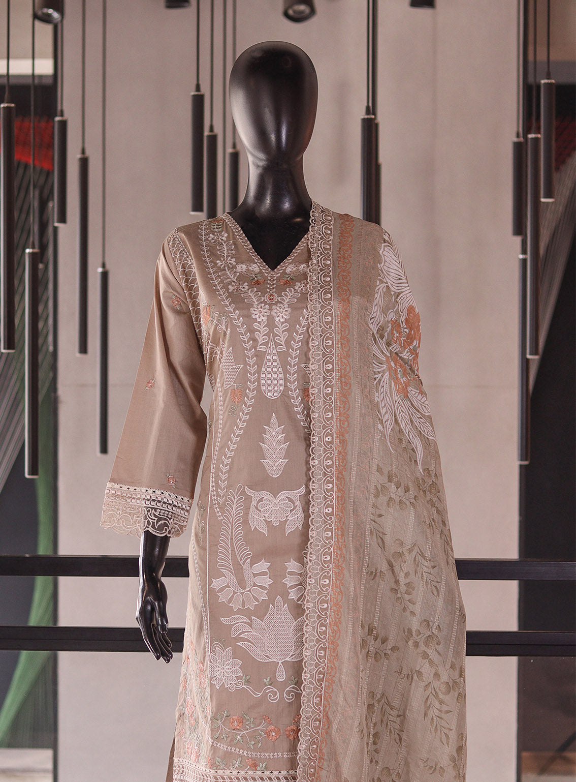 Rivaaj Embroidered Cotton 3 Piece Stitched Suit RJ26EC D-486 PHOOL PANKH Beige Rivaaj Embroidered Cotton 3 Piece Stitched Suit RJ26EC D-486 PHOOL PANKH Beige
