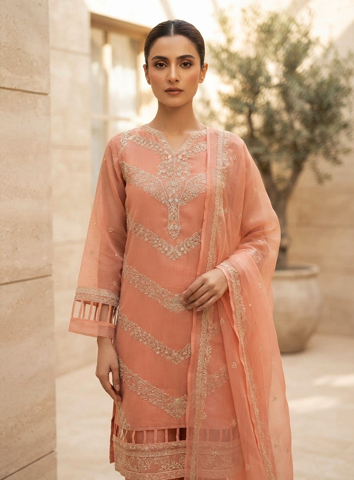 Rivaaj Embroidered Khadi Net 3 Piece Stitched Suit RJ26EP D-70A-PK Rivaaj Embroidered Khadi Net 3 Piece Stitched Suit RJ26EP D-70A-PK