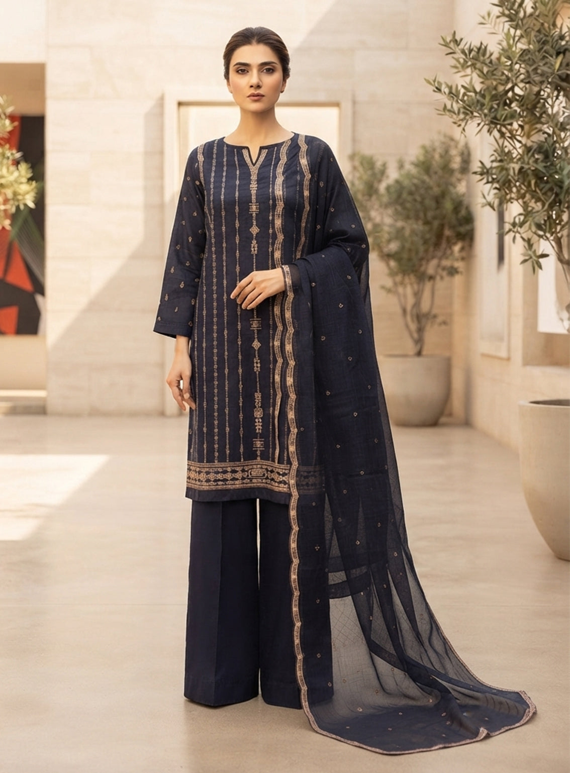 Rivaaj Embroidered Lawn 3 Piece Stitched Suit RJ26EP D-SC371-BL Rivaaj Embroidered Lawn 3 Piece Stitched Suit RJ26EP D-SC371-BL
