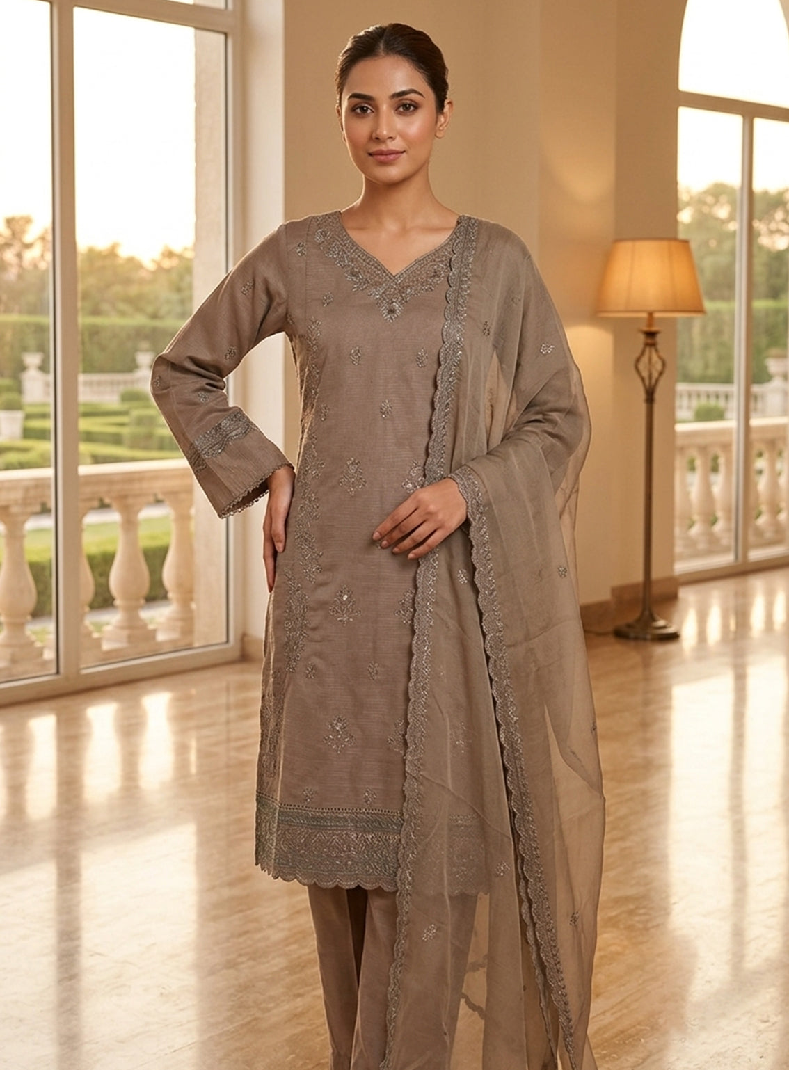 Rivaaj Embroidered Lawn 3 Piece Stitched Suit RJ26EP D-SC469-GY Rivaaj Embroidered Lawn 3 Piece Stitched Suit RJ26EP D-SC469-GY
