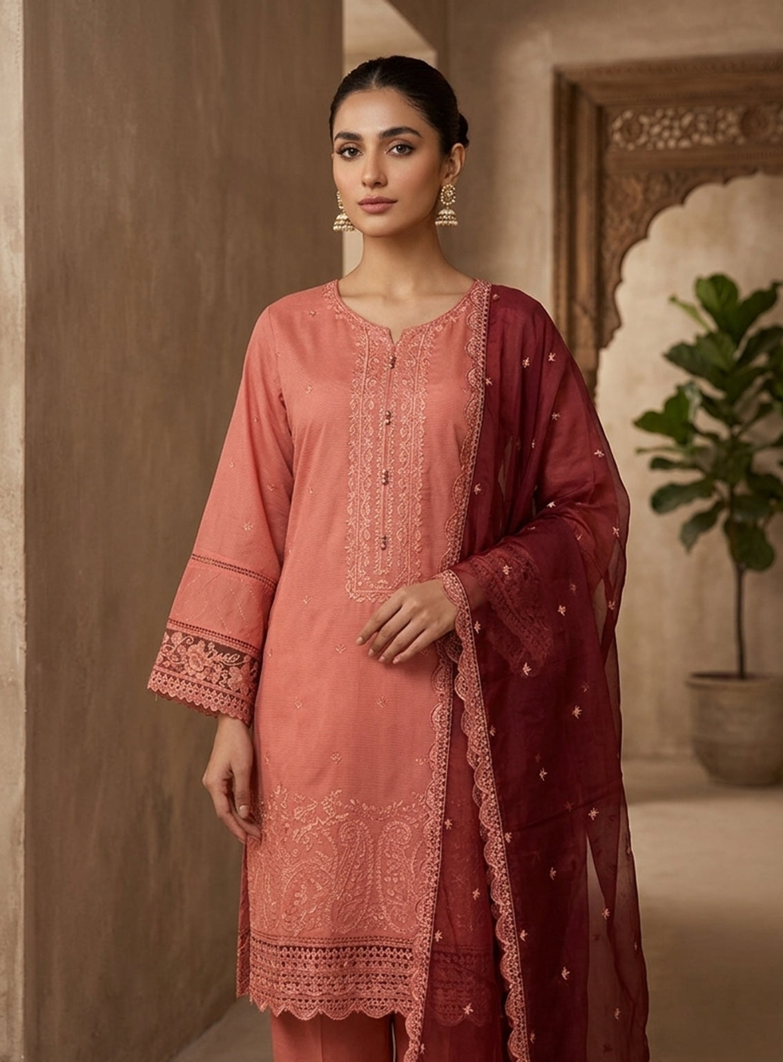 Rivaaj Embroidered Lawn 3 Piece Stitched Suit RJ26EP D-SC470-TPK Rivaaj Embroidered Lawn 3 Piece Stitched Suit RJ26EP D-SC470-TPK