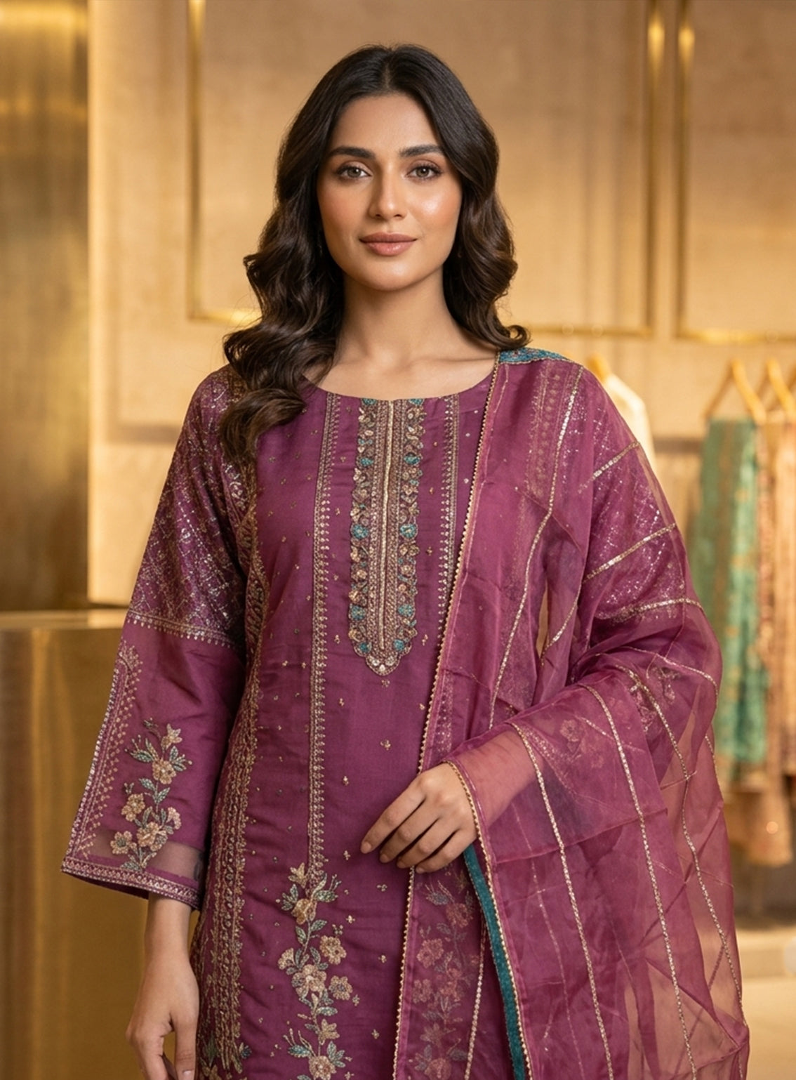Rivaaj Embroidered Organza 3 Piece Stitched Suit RJ26EP D-51A-PP Rivaaj Embroidered Organza 3 Piece Stitched Suit RJ26EP D-51A-PP