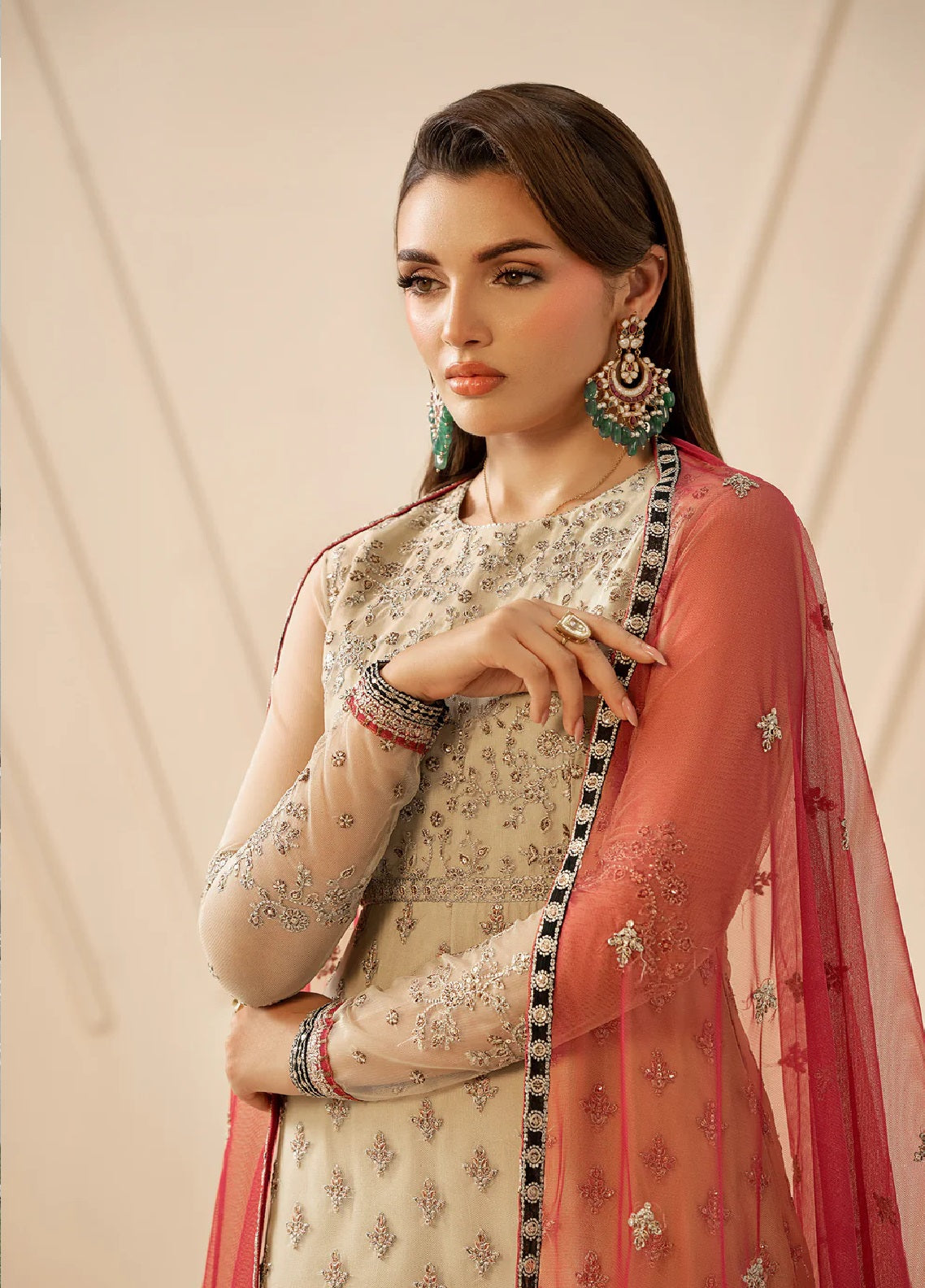 Riwayat By Zarif Embroidered Net 3 Piece Unstitched Suit ZF26R D-ZRF-RC-04 SANDALI Riwayat By Zarif Embroidered Net 3 Piece Unstitched Suit ZF26R D-ZRF-RC-04 SANDALI