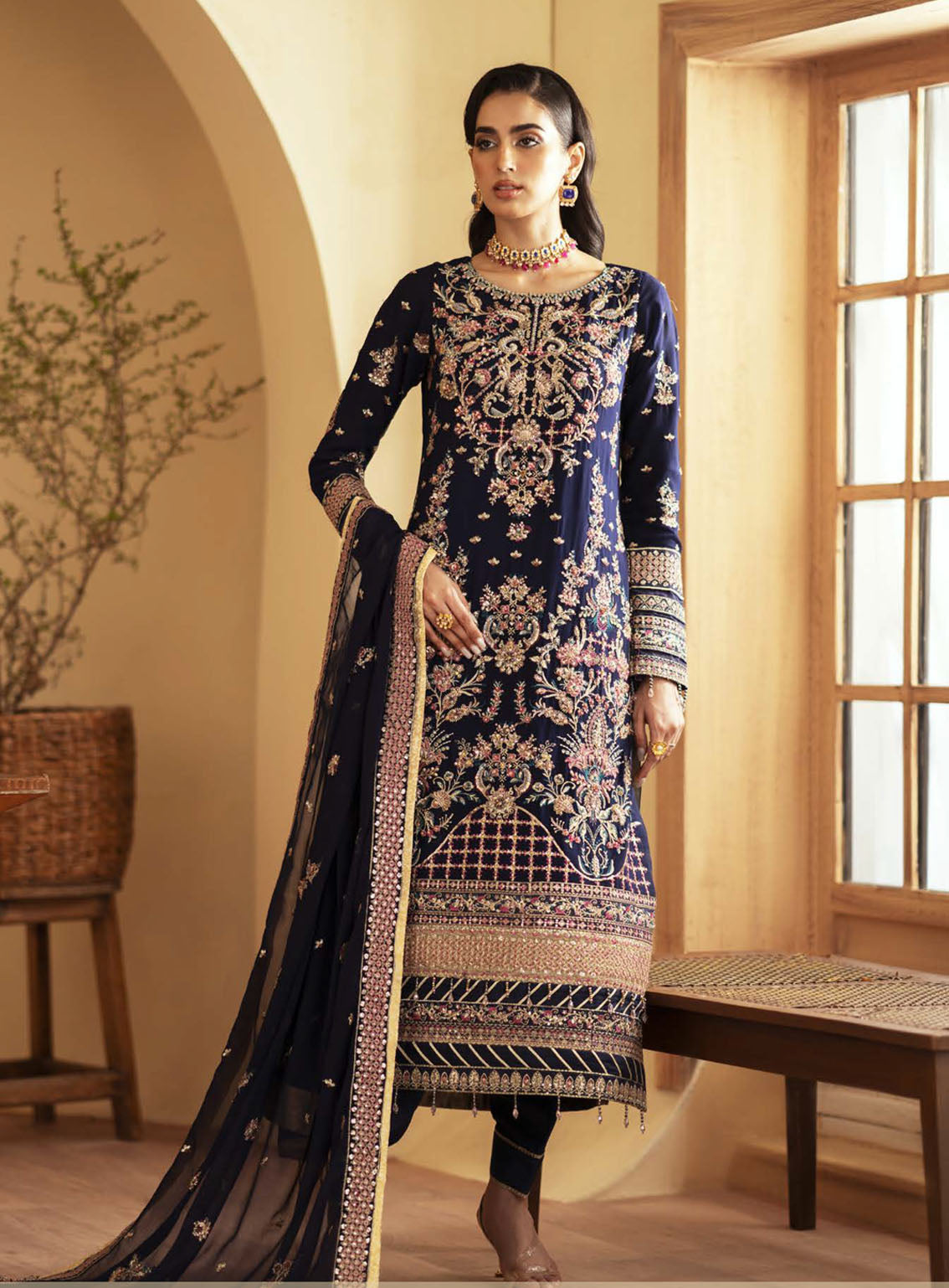 Romansiyyah By Emaan Adeel Embroidered Chiffon Suits Unstitched 3 Piece - EA24RF NAGEENA Romansiyyah By Emaan Adeel Embroidered Chiffon Suits Unstitched 3 Piece - EA24RF NAGEENA