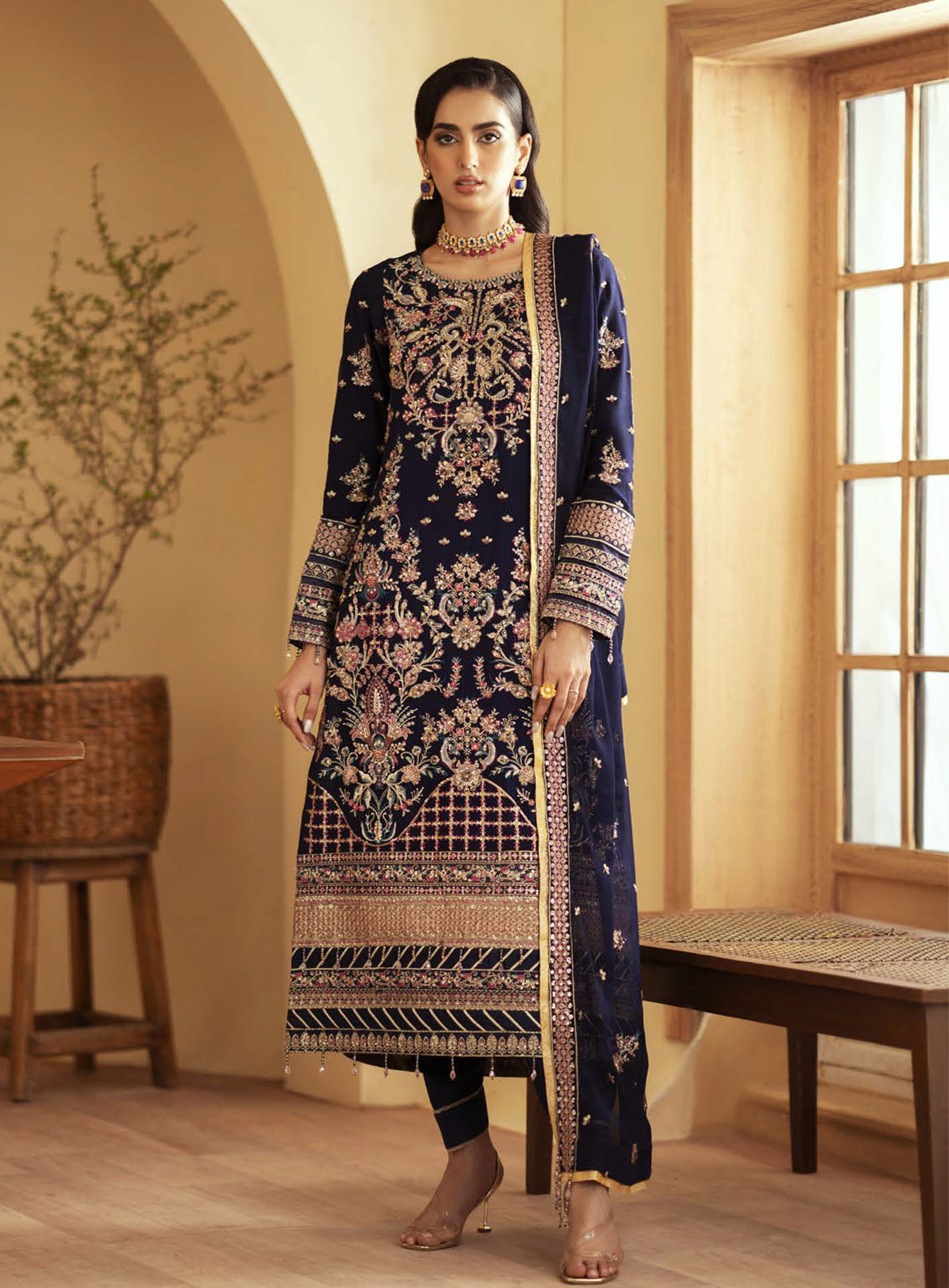 Romansiyyah By Emaan Adeel Embroidered Chiffon Suits Unstitched 3 Piece - EA24RF NAGEENA Romansiyyah By Emaan Adeel Embroidered Chiffon Suits Unstitched 3 Piece - EA24RF NAGEENA