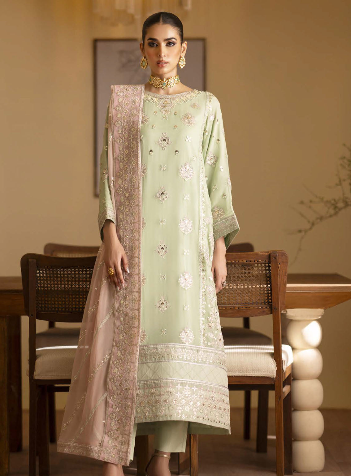 Romansiyyah By Emaan Adeel Embroidered Chiffon Suits Unstitched 3 Piece - EA24RF NAJMEH Romansiyyah By Emaan Adeel Embroidered Chiffon Suits Unstitched 3 Piece - EA24RF NAJMEH