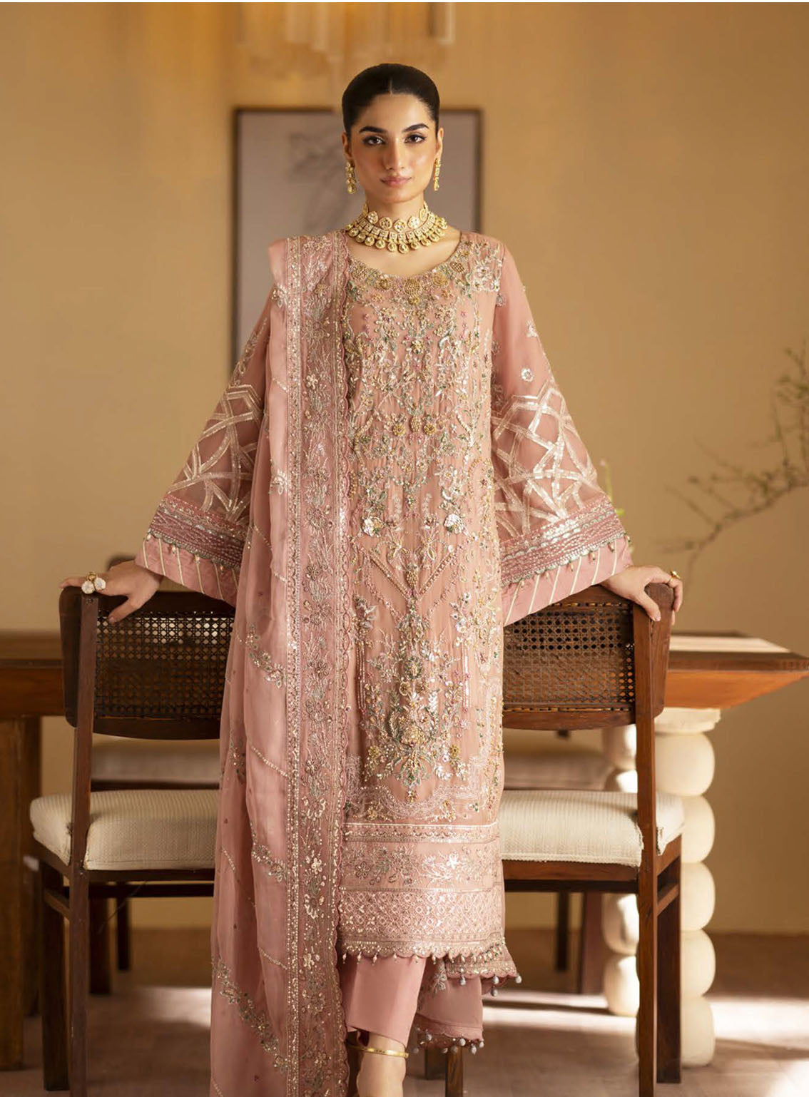 Romansiyyah By Emaan Adeel Embroidered Chiffon Suits Unstitched 3 Piece - EA24RF SALEHA Romansiyyah By Emaan Adeel Embroidered Chiffon Suits Unstitched 3 Piece - EA24RF SALEHA