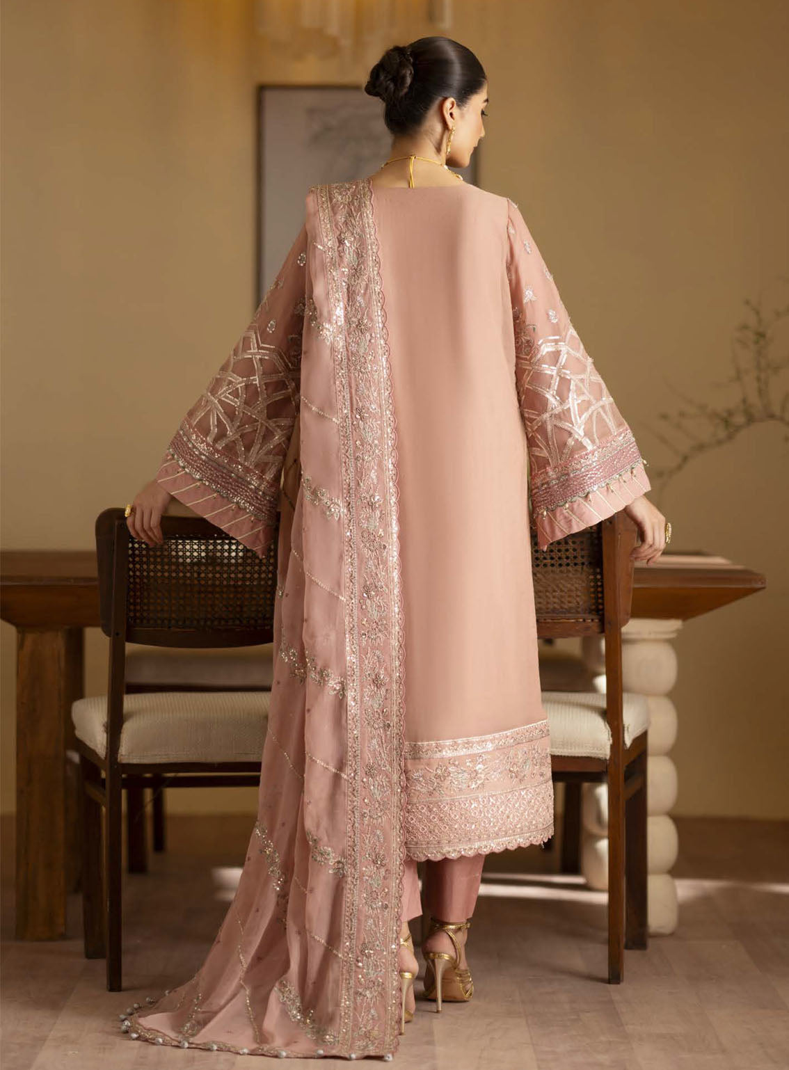 Romansiyyah By Emaan Adeel Embroidered Chiffon Suits Unstitched 3 Piece - EA24RF SALEHA Romansiyyah By Emaan Adeel Embroidered Chiffon Suits Unstitched 3 Piece - EA24RF SALEHA