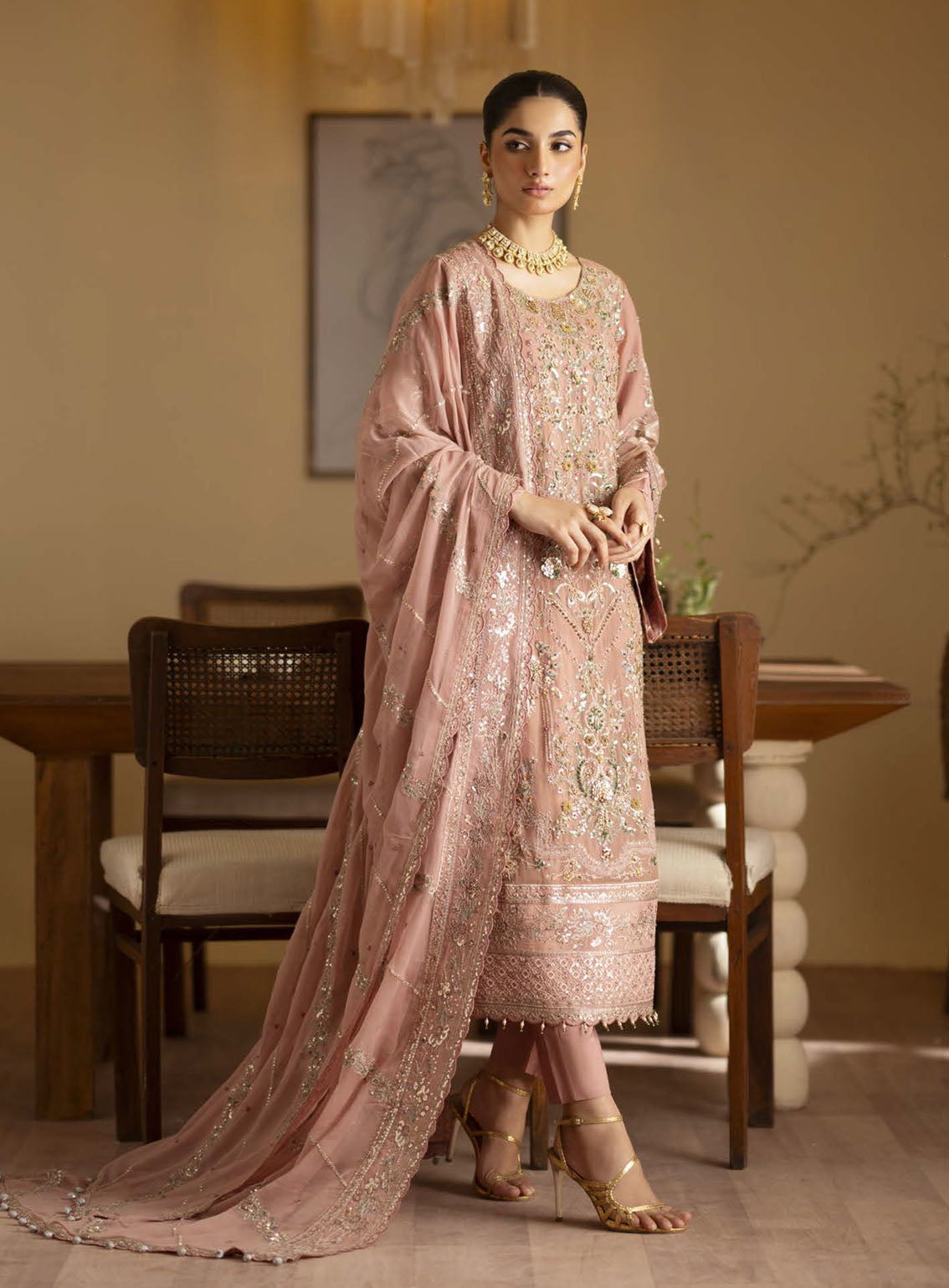 Romansiyyah By Emaan Adeel Embroidered Chiffon Suits Unstitched 3 Piece - EA24RF SALEHA Romansiyyah By Emaan Adeel Embroidered Chiffon Suits Unstitched 3 Piece - EA24RF SALEHA