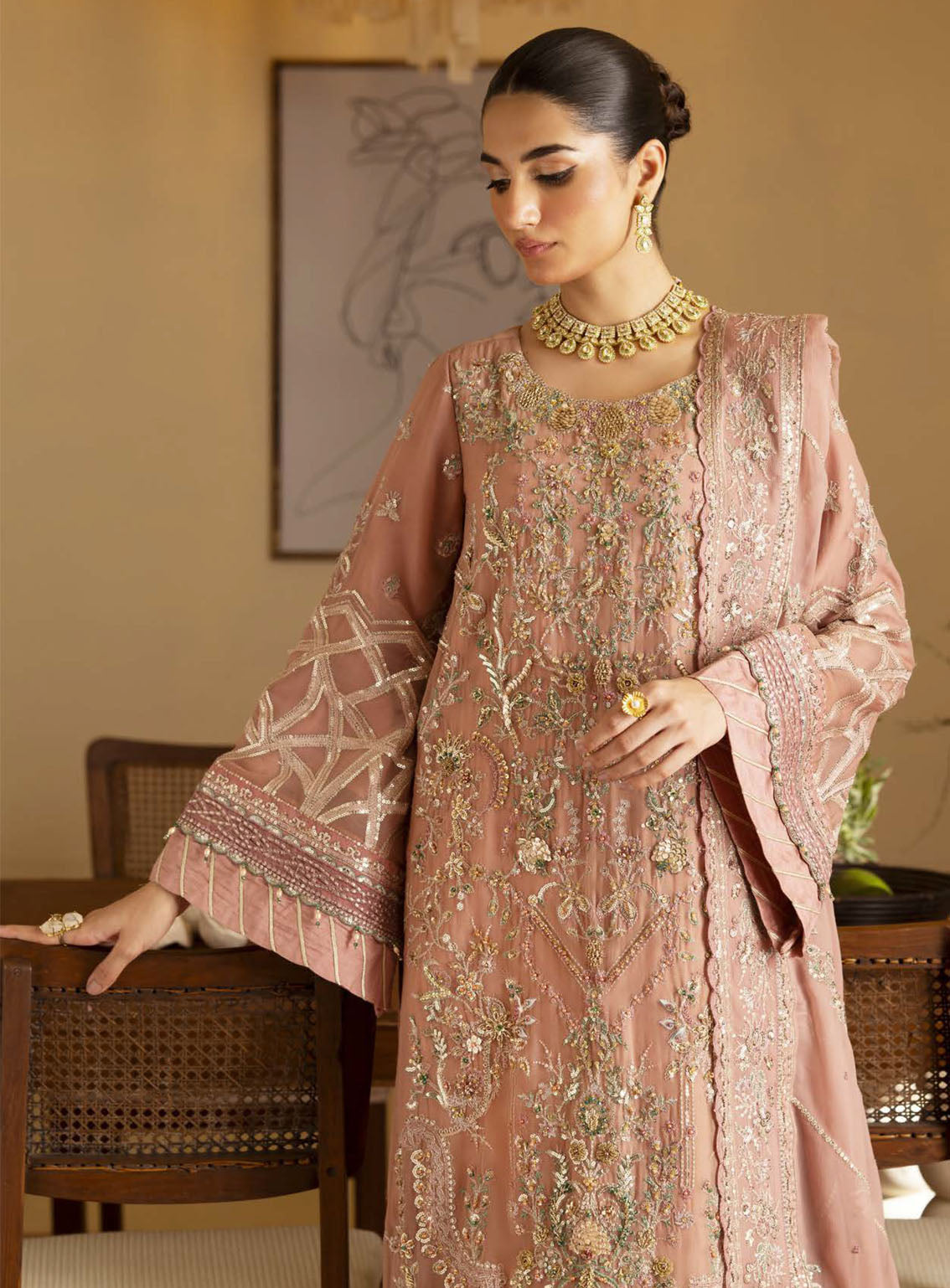 Romansiyyah By Emaan Adeel Embroidered Chiffon Suits Unstitched 3 Piece - EA24RF SALEHA Romansiyyah By Emaan Adeel Embroidered Chiffon Suits Unstitched 3 Piece - EA24RF SALEHA