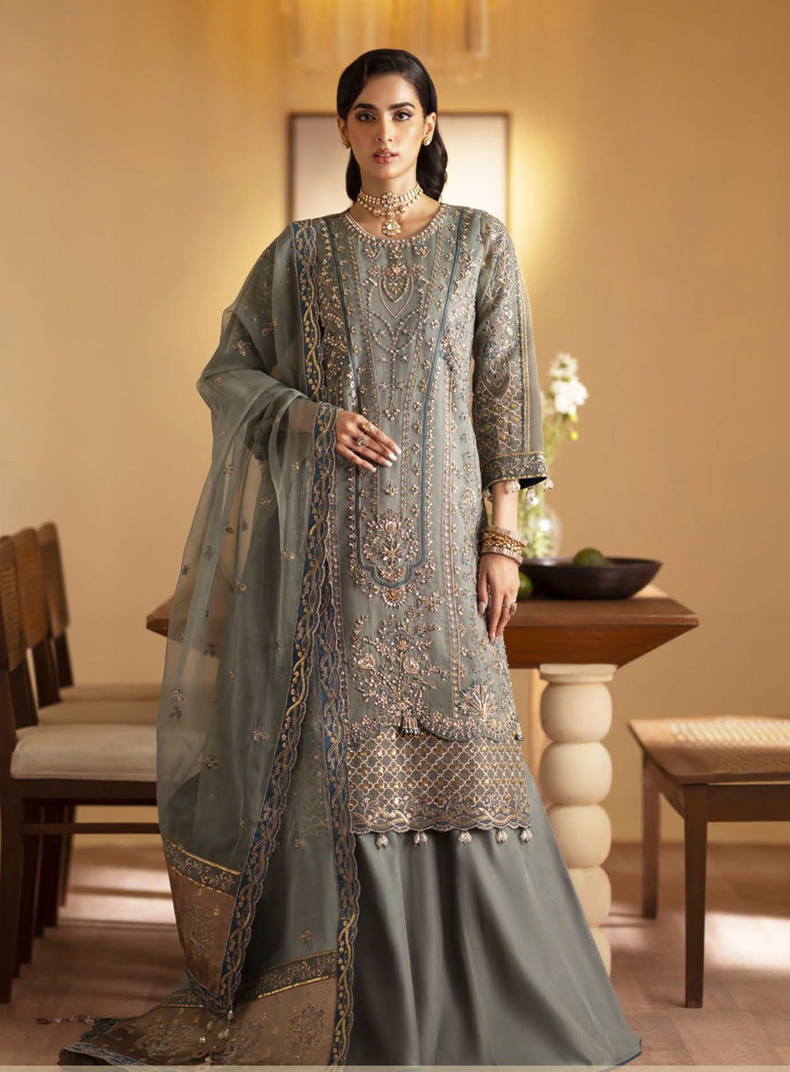 Romansiyyah By Emaan Adeel Embroidered Organza Suits Unstitched 3 Piece - EA24RF ROHEEN Romansiyyah By Emaan Adeel Embroidered Organza Suits Unstitched 3 Piece - EA24RF ROHEEN