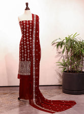 Royal Fashion Embroidered Chiffon Suits Unstitched 2 Piece - RF25EE 109 MAROON
