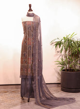 Royal Fashion Embroidered Chiffon Suits Unstitched 2 Piece - RF25EE 134 GREY