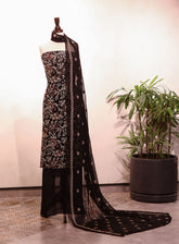 Royal Fashion Embroidered Chiffon Suits Unstitched 2 Piece - RF25EE 158 BLACK