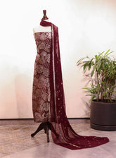 Royal Fashion Embroidered Chiffon Suits Unstitched 2 Piece - RF25EE 58 DARK PURPLE